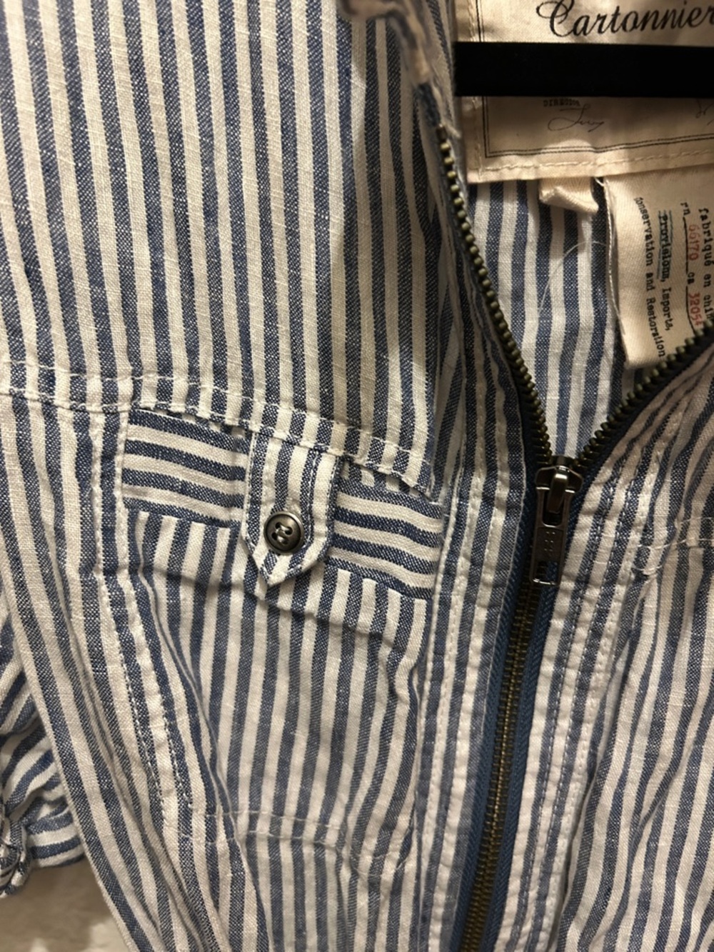 Cartonnier Blue and White Striped Cotton Jumpsuit - Picture 3 of 7